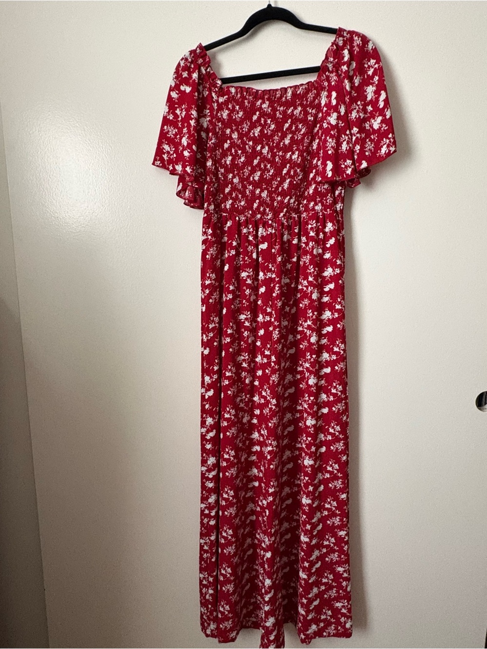 SHEIN Red and White Floral Jumpsuit Romper